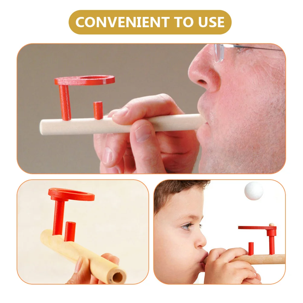 

4 Sets Wooden Ball Blower Small Children Floating Pipe Juggling Parent-child