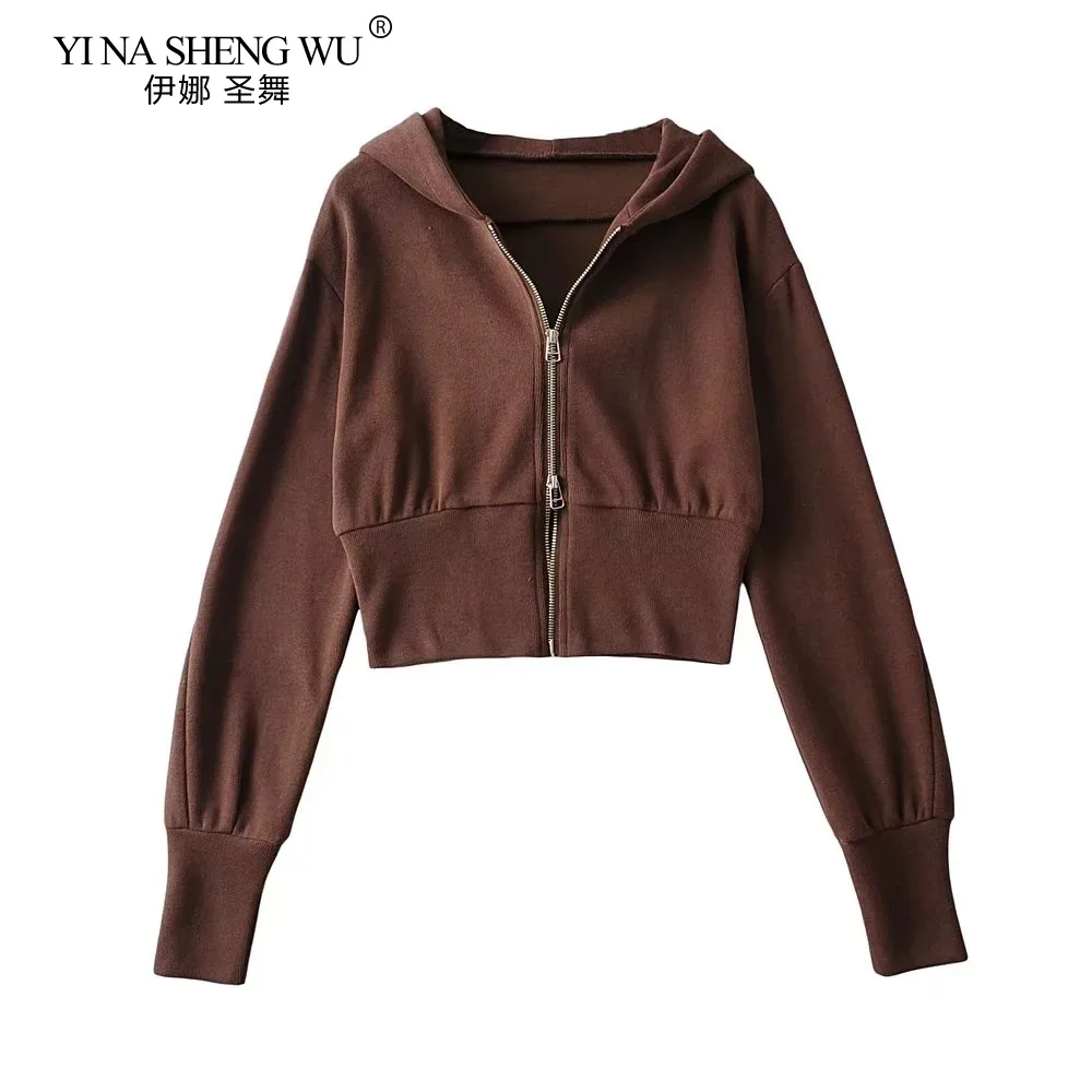 Zip-up Autumn Women Top Hoodies Crop Sport Jacket Female Running Coats Fitness Yoga Shirt Top Workout Gym Activewear Sportswear