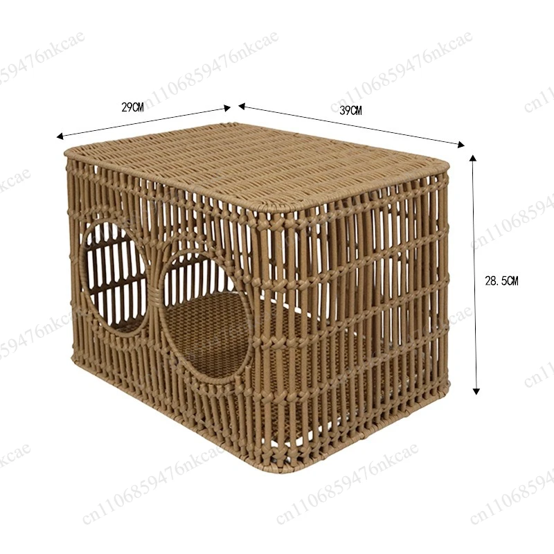 Washable four-season pet pad, semi-closed and breathable imitation rattan cat home cage