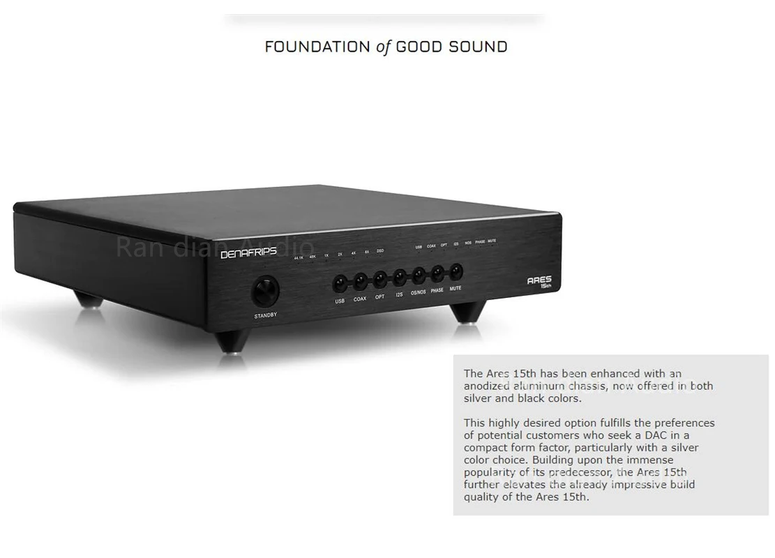 Denafrips ARES 15TH DAC R2R + Architettura DSD, Coaxial x1 OPT x 1, I2S x 1, USB2.0 B, Digital Signal Processing Through FPGA