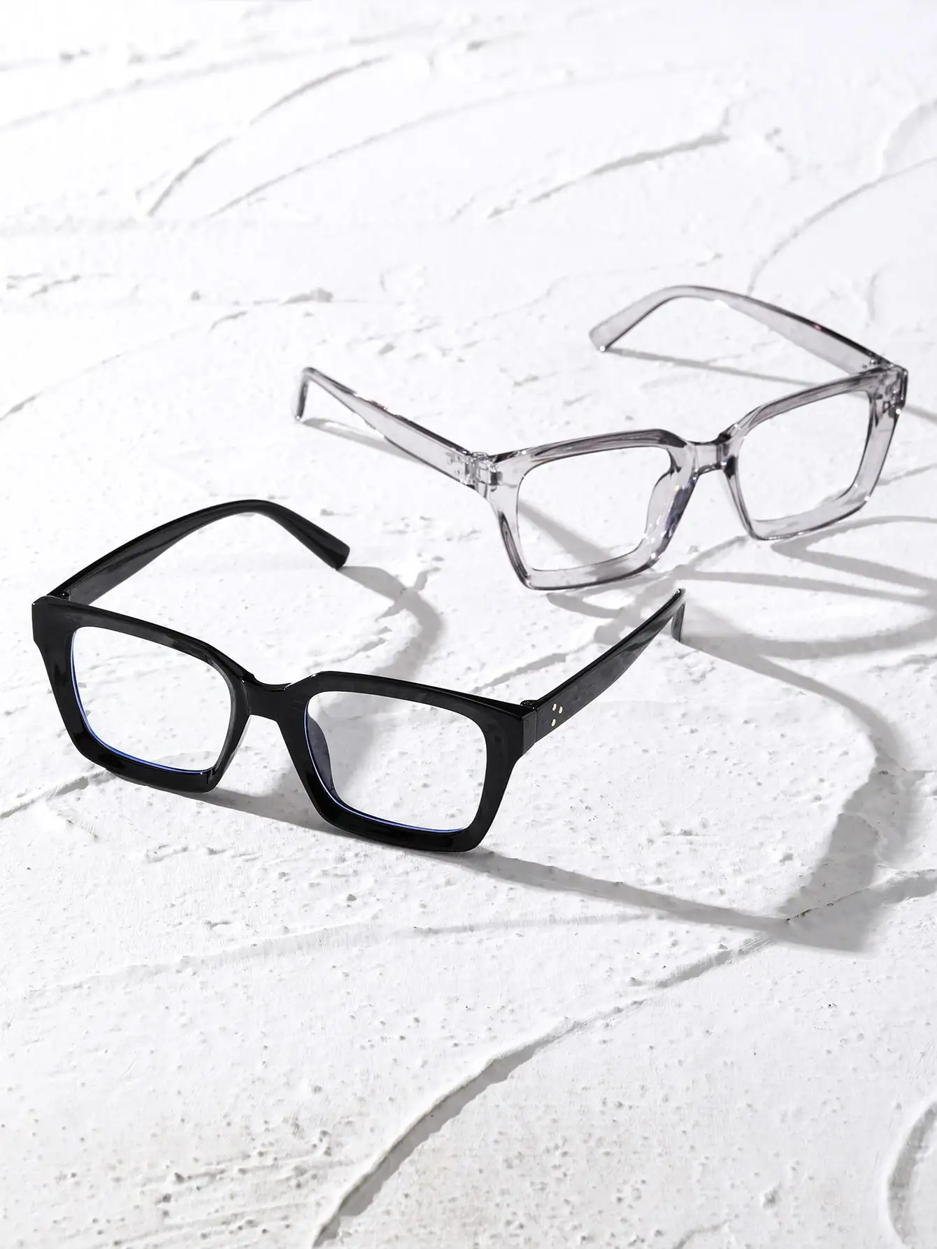 2 Pcs Plastic Geometric Frame Fashion Academic Style Clear Glasses Protection Daily Accessories