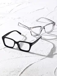 2 Pcs Plastic Geometric Frame Fashion Academic Style Clear Glasses Protection Daily Accessories