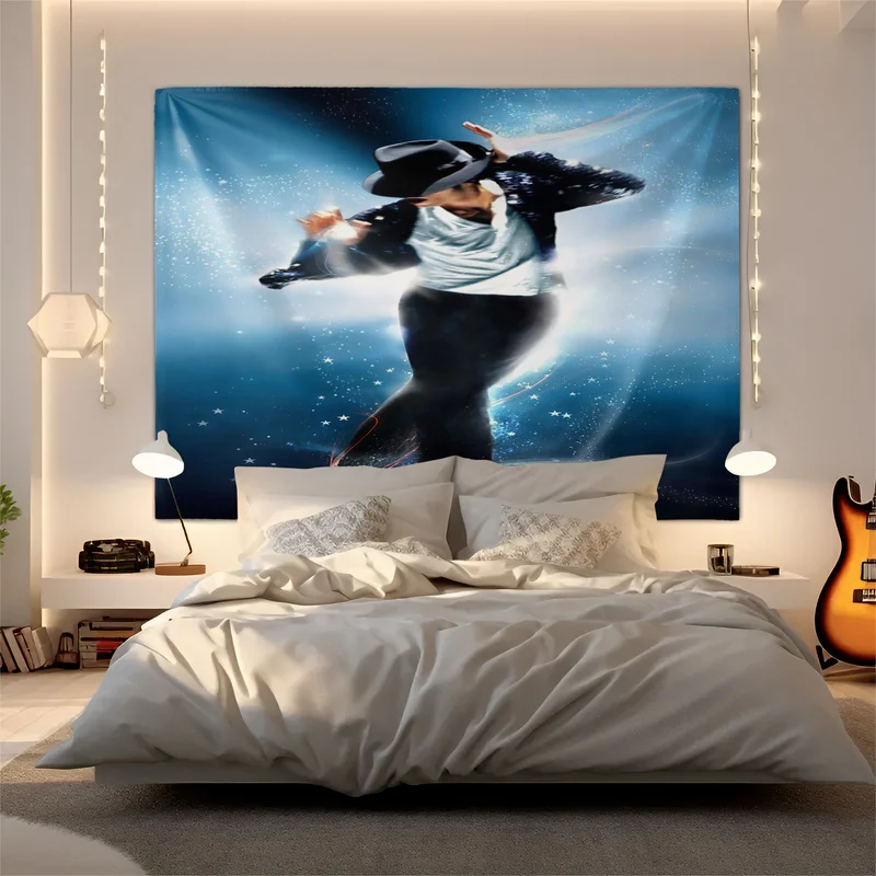 Fashion Michael Jackson Wall Tapestry King Of Pop Stage Moonwalk Print Wall Hanging Bedroom Living Room Legend Wall Decor Gift