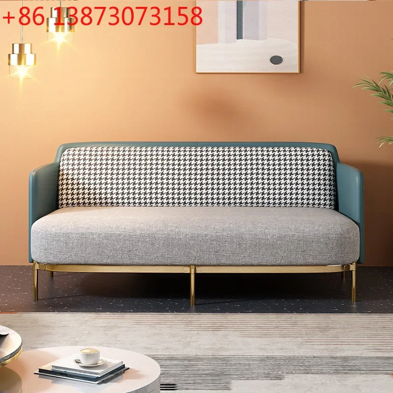 Italian minimalist leather cloth Nordic light luxury designer small apartment living room thousand bird grid sofa