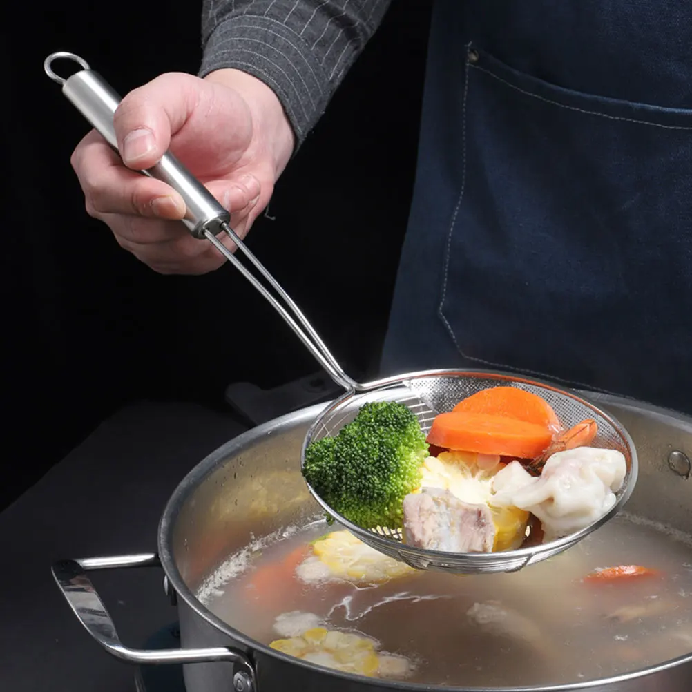 

Large Scoop Colander Skimmer Slotted Spoon Spider Strainer Mesh Wire Cooking Utensil Stainless Steel Kitchen Tool For