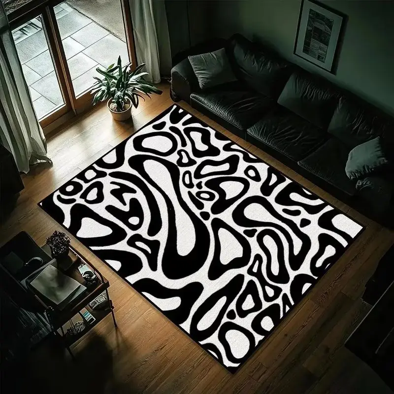 VIKAMA Modern Abstract Swirl Rug—Non-Slip Large Living Room Rug, Bedroom and Gaming Room Floor Mat, Home Decor