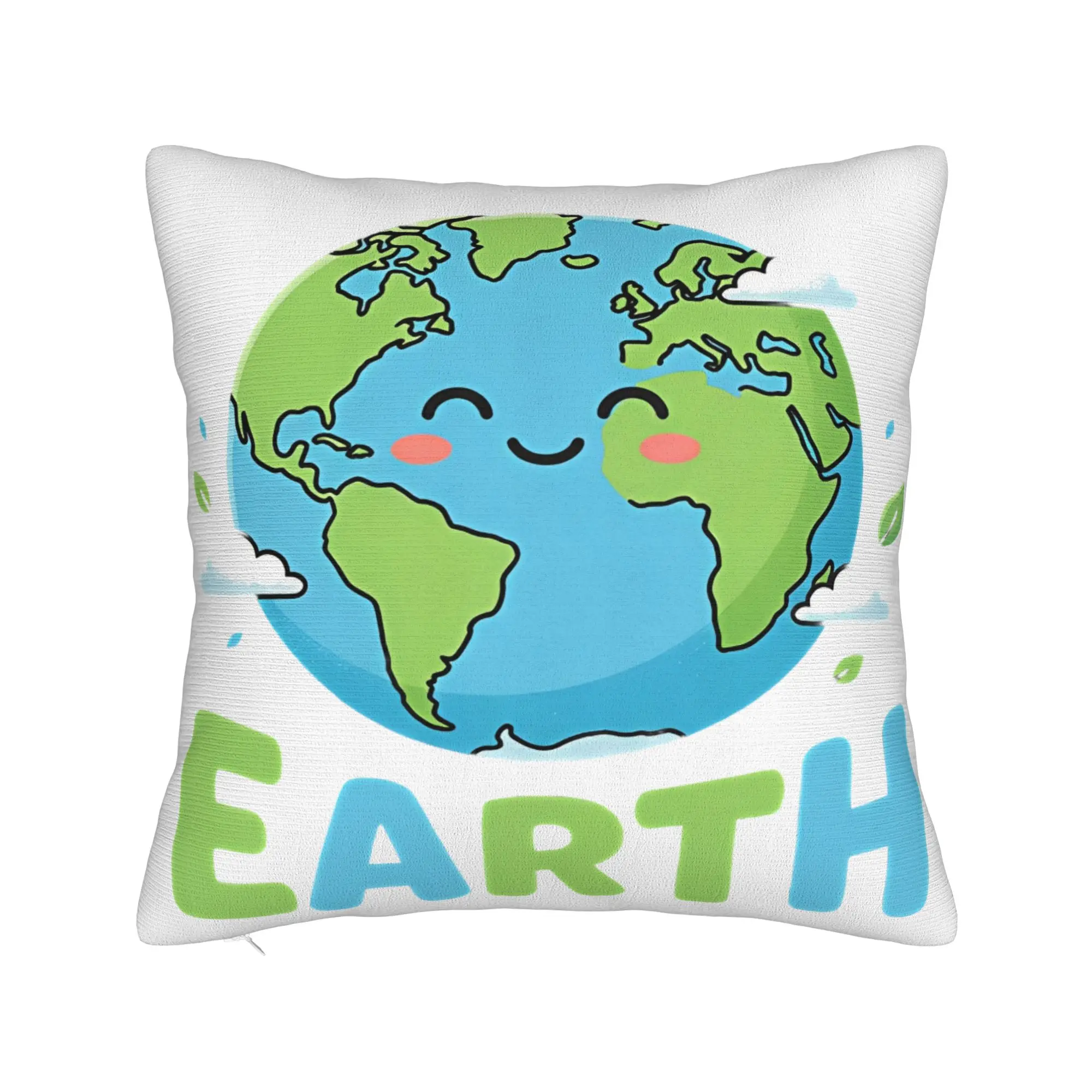 Every Day Earth Day Save Planet Square Pillow Covers Polyester Sofa  Cushion Case Cute Decorative Pillow Cover 45*45