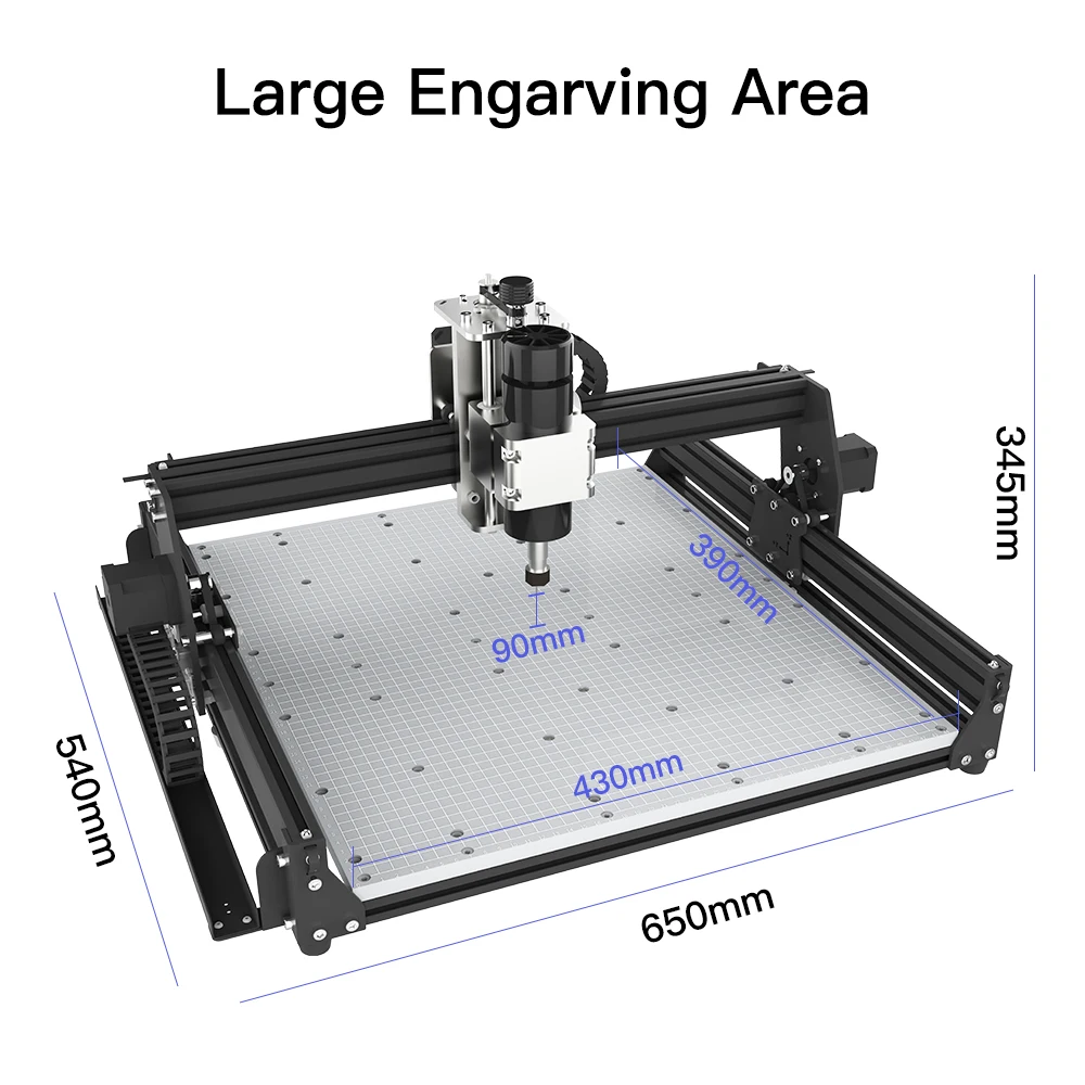 스핀들 우드 라우터 기계, CNC 4540, 알루미늄 테이블 포함, 목재 아크릴 조각용 3 축 금속 밀링 절단기, 500W