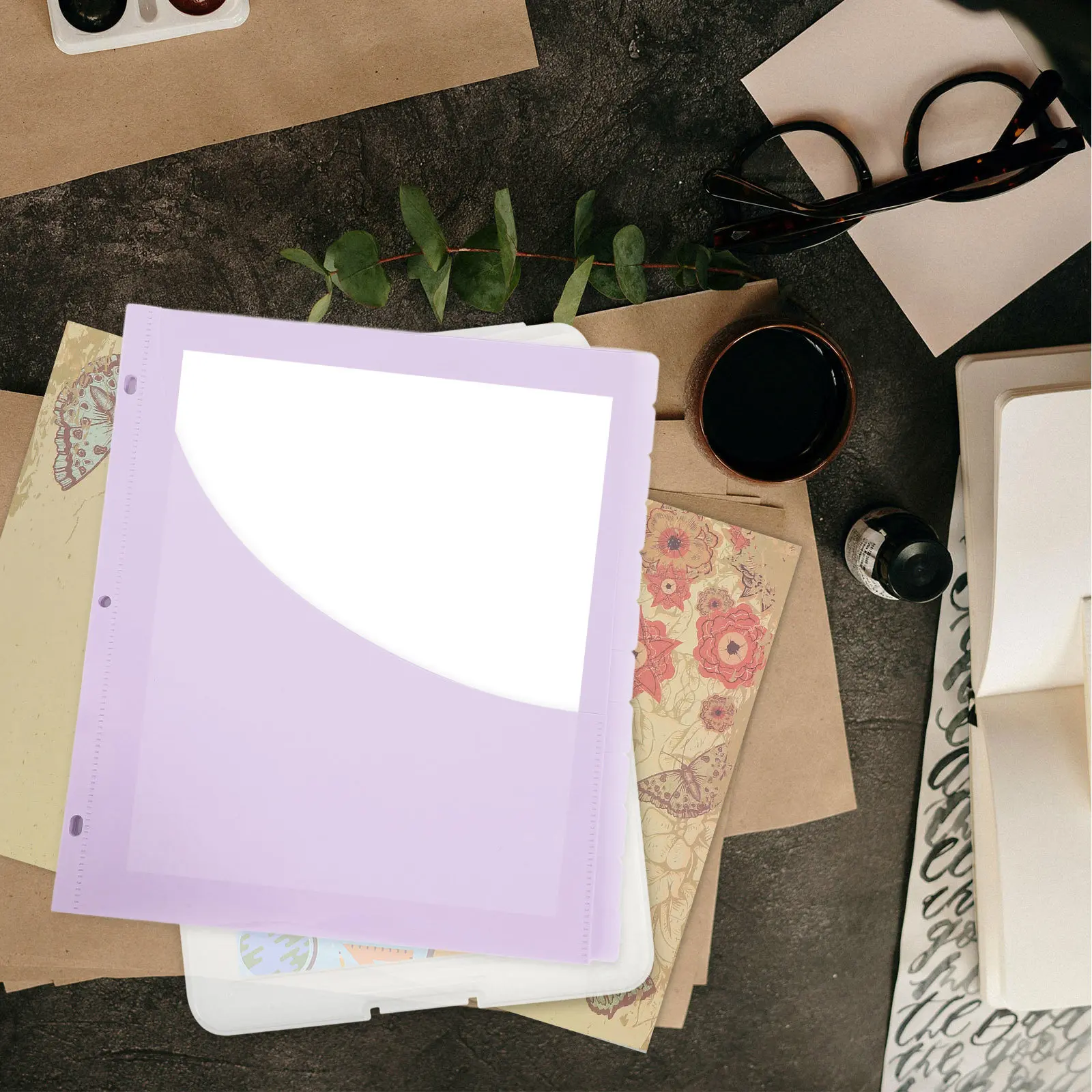 

12Pcs Plastic Binder Pockets 3 Hole File Organizers with Pockets Divider Sheets for A4 Notebooks Document Storage Filing System