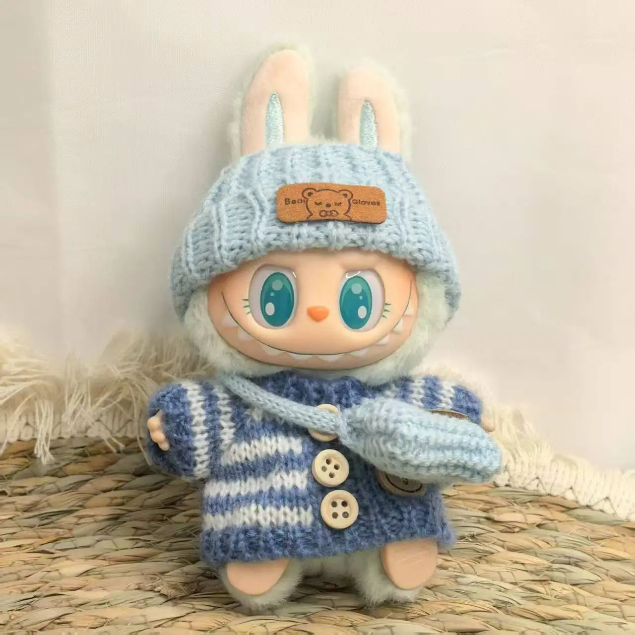 Labubu 용 인형 옷 17cm 귀여운 스웨터 가방 복장 세트 몬스터 아이돌 DIY 드레스 업 액세서리 생일 크리스마스 선물