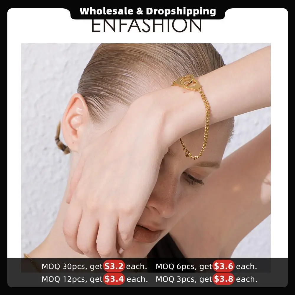 ENFASHION Punk Handcuffs Bracelets Bangles Stainless Steel Viking Lock Chain Bracelet For Women Jewelry Couple Gifts BM192013