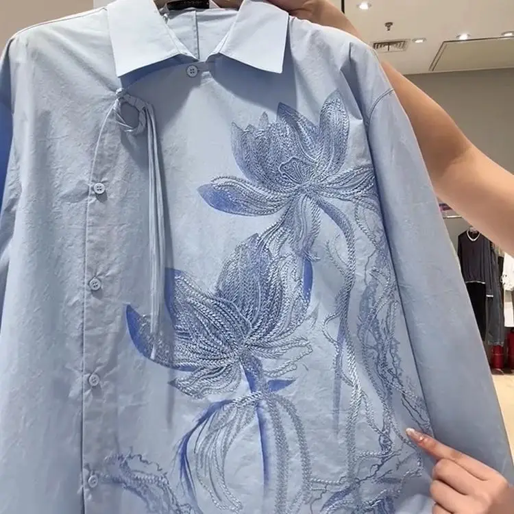 Floral Printed Blosues Women Long Sleeve Loose Chic Tops Spring Autumn New Fashion Shirts Office Lady Casual Wear