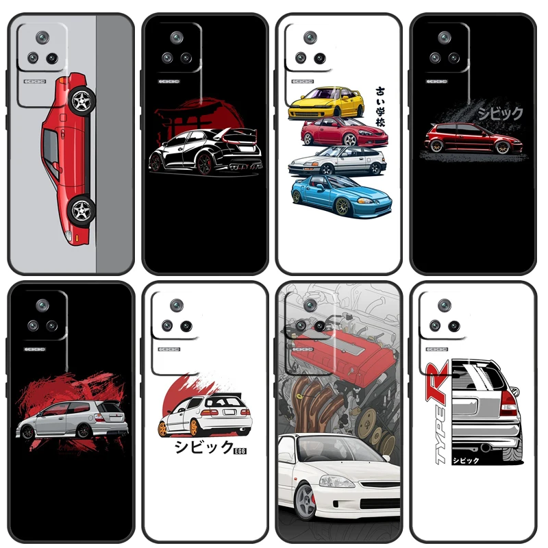 JDM Type R Civic Sport Car For POCO X3 Pro X4 GT F3 F4 M4 M5 Case For Xiaomi 12T Pro 11T 11 12 Lite 12S Ultra Cover