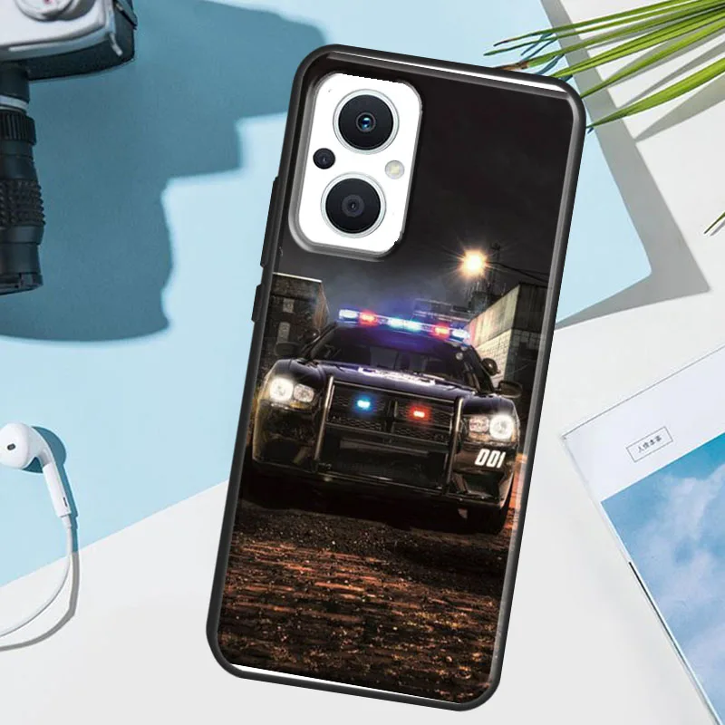 الشرطة سيارات ضوء في الليل جراب هاتف ل ممن لهم رينو 12 12F 13 13F 11 8T 7 8 10 برو ممن لهم البحث X8 X6 برو X3 X5 لايت غطاء