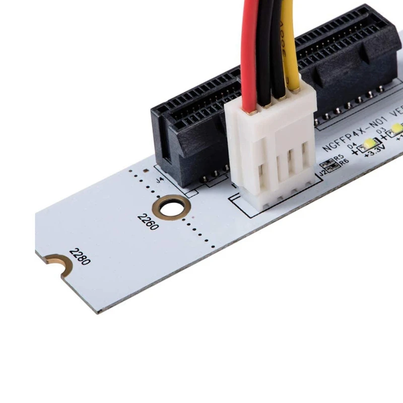 M.2 To PCI-E 4X Riser Card M2 Key M To Pcie X4 Adapter With LED Voltage Indicator NGFF Riser For Nvme For Mining, 2Pack