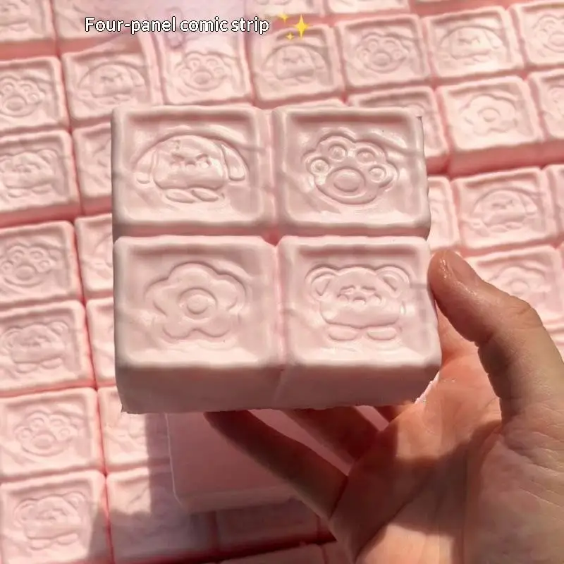 ★▲ Strawberry Milk Cube Cake Bread Squeeze Toy Soft Touch Stress Relief Slow Rising Sensory Fidget Toys For Kids Adults