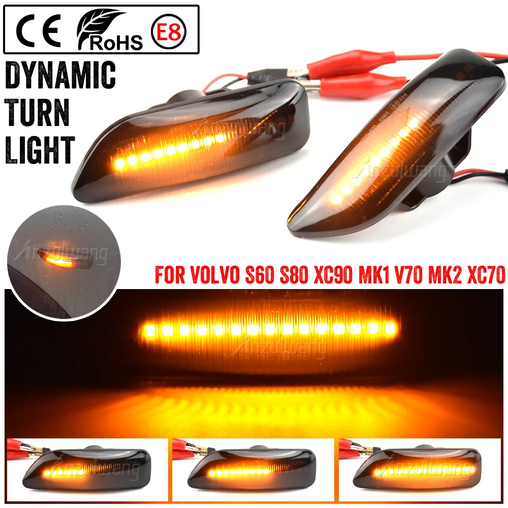 Dynamic Turn Signal Light LED Amber Side Marker Blinker For Volvo S60 V70 XC90 S80 XC70 2000-2006 30722641 30722642