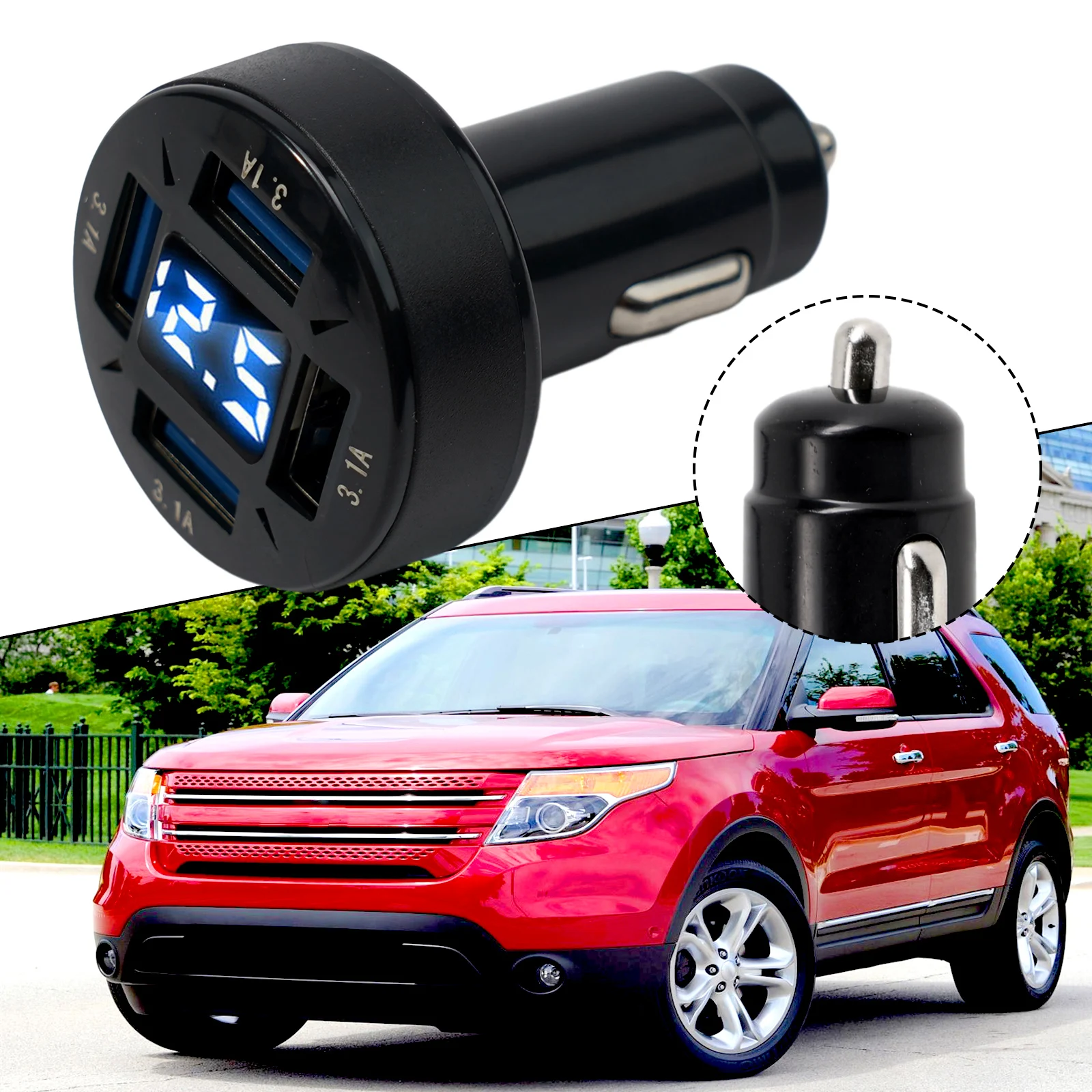 Fast Charging Car Charger 66W Power with LED Display and 4 Port USB PD Quick Charge Support for Quick Charging