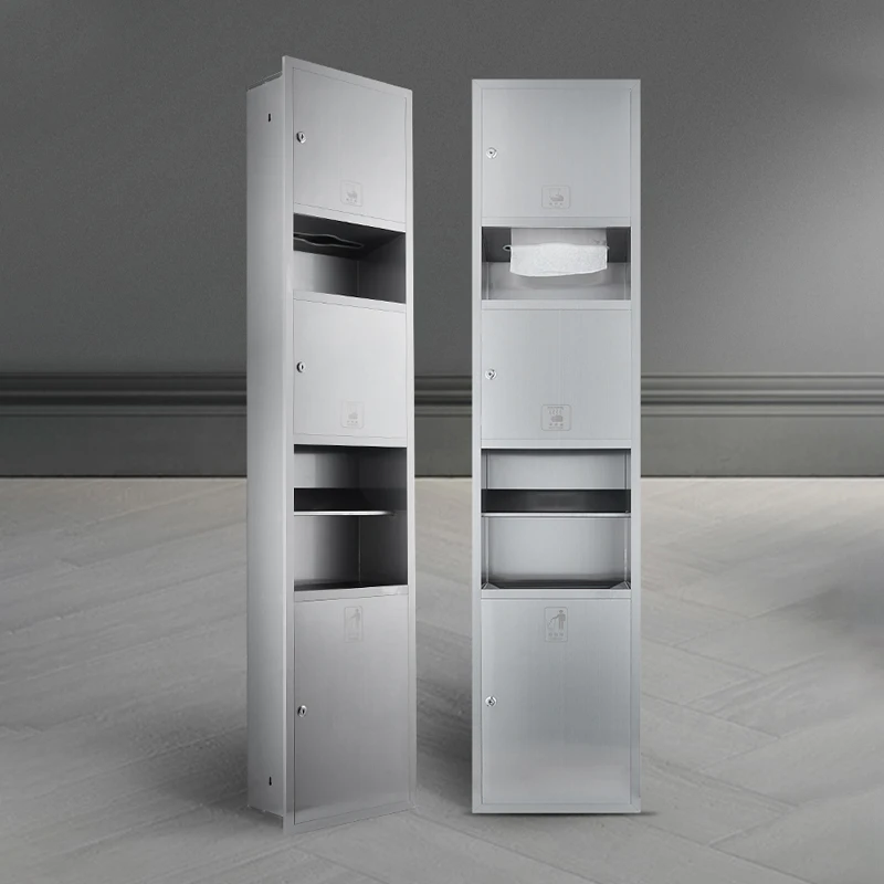 

DUTRIEUX Встраиваемый диспенсер для салфеток из нержавеющей стали для ванной комнаты Диспенсер для туалетной бумаги и полотенец с комбинациями мусорного бака