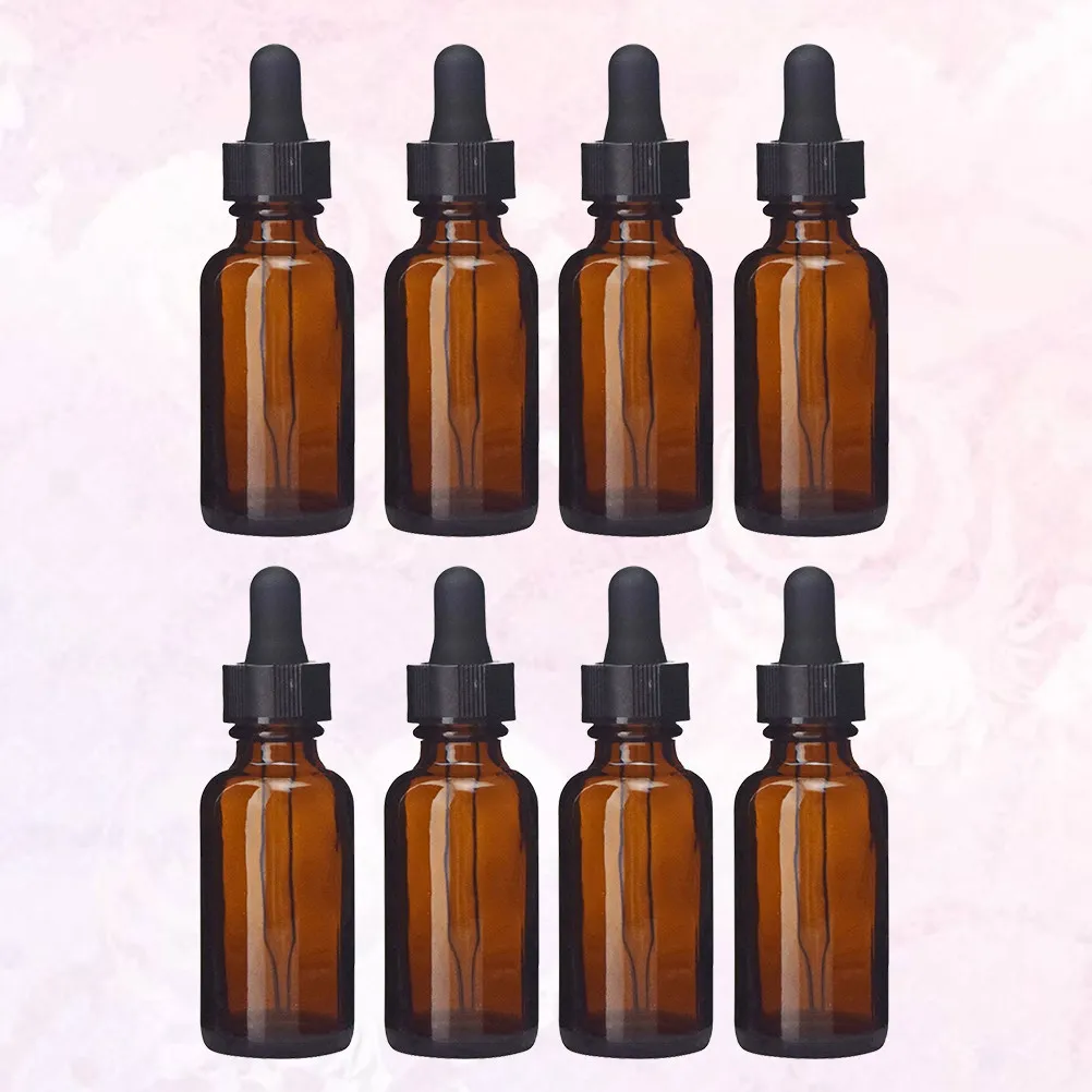 8-個のエッセンシャル-オイル-ガラスボトル-ポータブル-トラベル-香水調合用ドロッパー容器-5ml-ブラウンの小さなボトル-エッセンシャル-オイル用