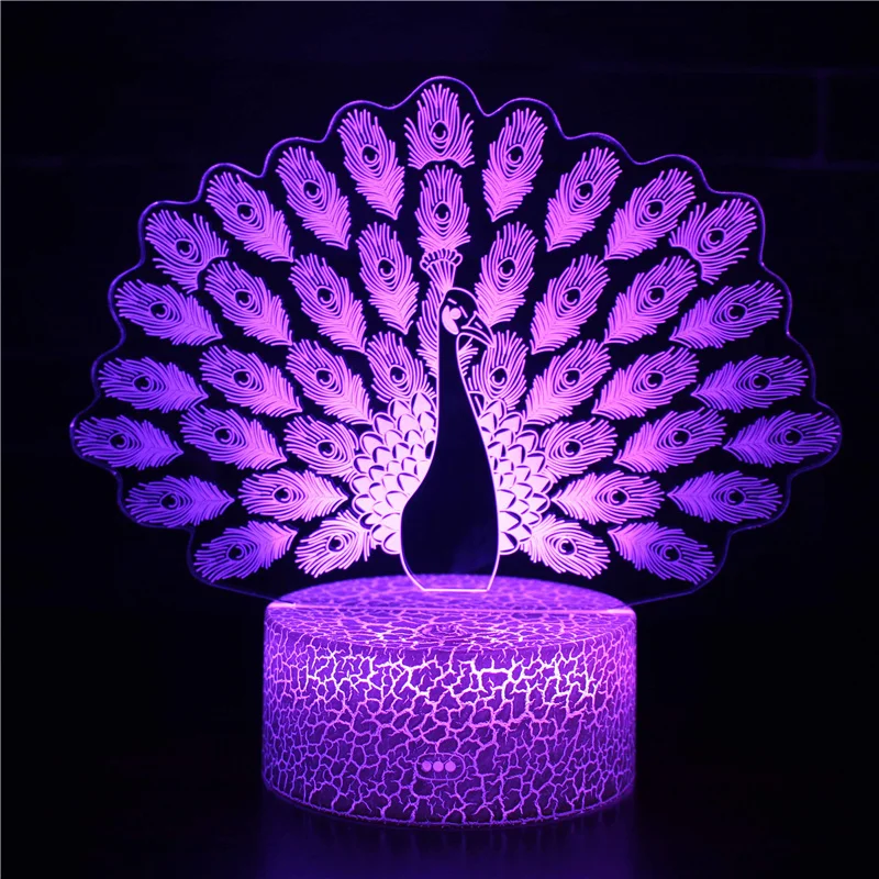 Nighdn Peacock Night Light for Girls Room Decor Touch 7 Color Changing USB Table Bedside Lamp LED Child Nightlight Kids Gifts