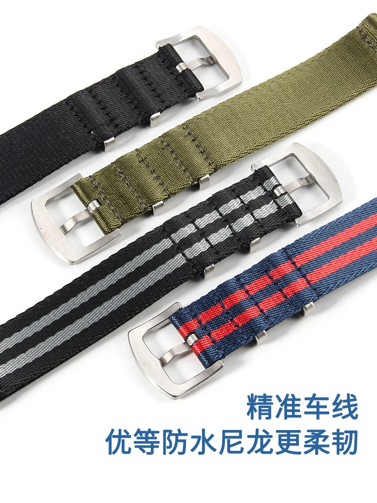 Nylon Canvas Watch Strap for Omega Seahorse Rudder Hamilton Comas Soft Comfortable Waterproof Sweat-Proof Watchband 22mm