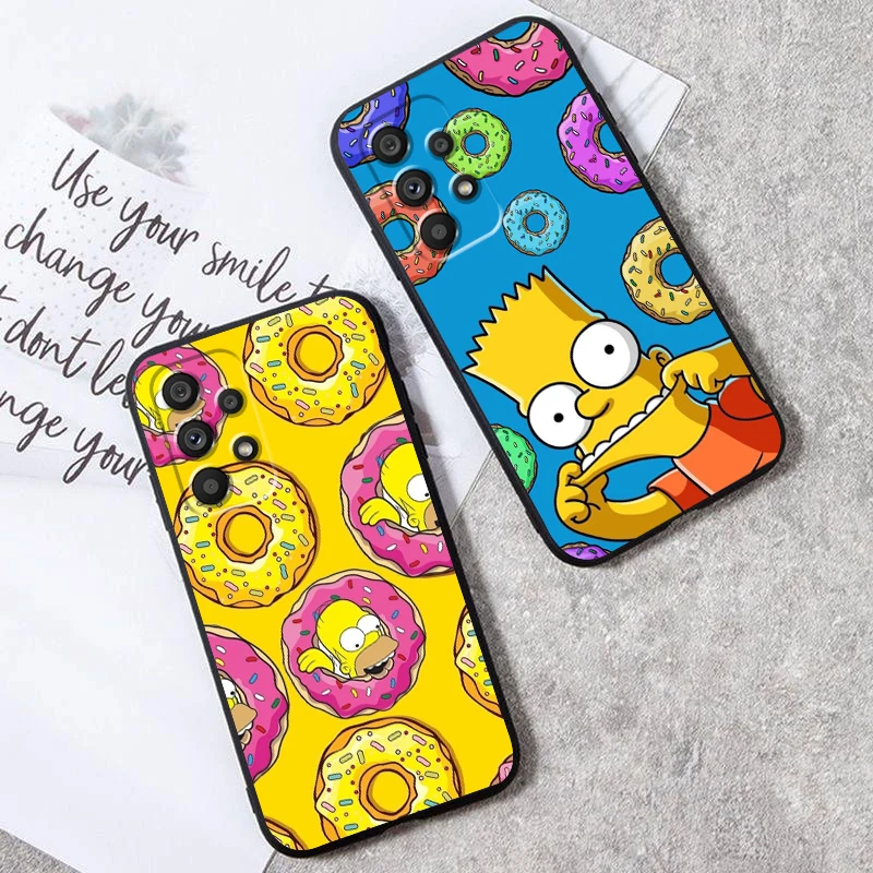 Disney Cute Simpson For Samsung A53 A52 A33 A32 A51 A71 A21S A13 A73 A55 A22 A23 A35 A72 A54 A12 5G Black Back Phone Case