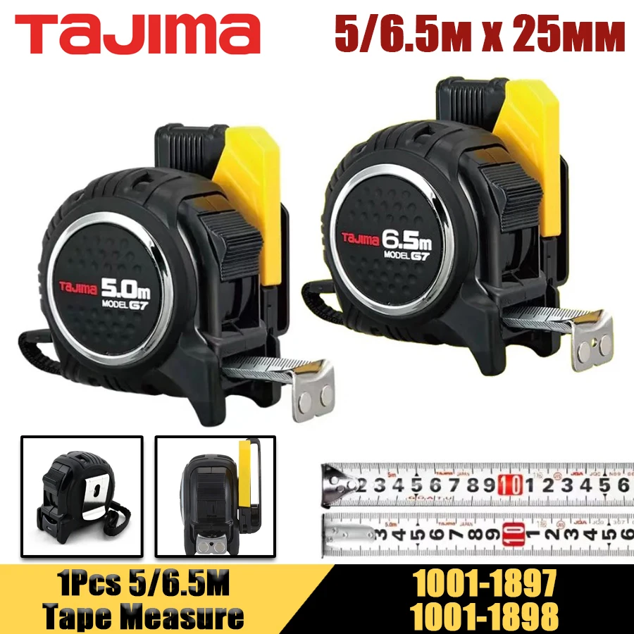 TAJIMA 1 pieza 5/6,5 M cinta métrica de construcción resistente al desgaste de alta precisión retráctil autoblocante 1001-1897/1001-1898/1001-2865