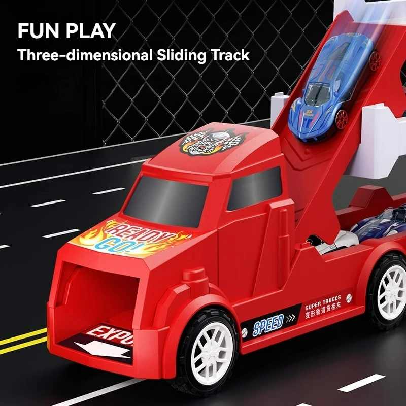 Kids Truck Deformation Transporter Car Toys Models Cars Educational Model Folding Track Toys for Boys Girls Birthday Xmas Gifts