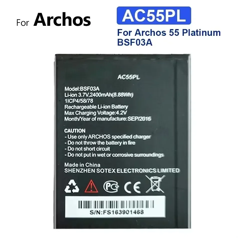 High Capacity Battery AC55PL BSE78 2000mAh-2400mAh For Archos 55 Platinum BSF03A Access 50 3G AC50AS3G AC50AS4G