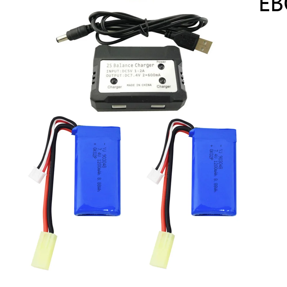 EBOYU 7.4V 1200mAh Li-po Battery TA-Plug Replacement battery for 9300 9301E 9302E 9303E 9034E 9305E 9310 9201E RC Car Battery