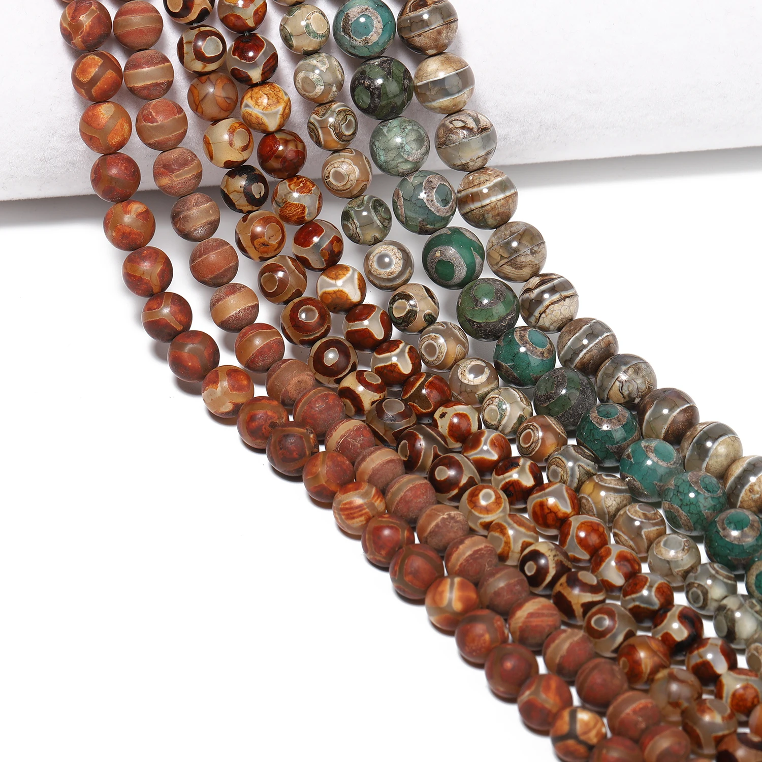 8mm Natural 3 Eey DZI Agate Stone Beads Round Spacer Loose Beadwork Bead for Jewelry Making DIY Handmade Bracelets Necklace