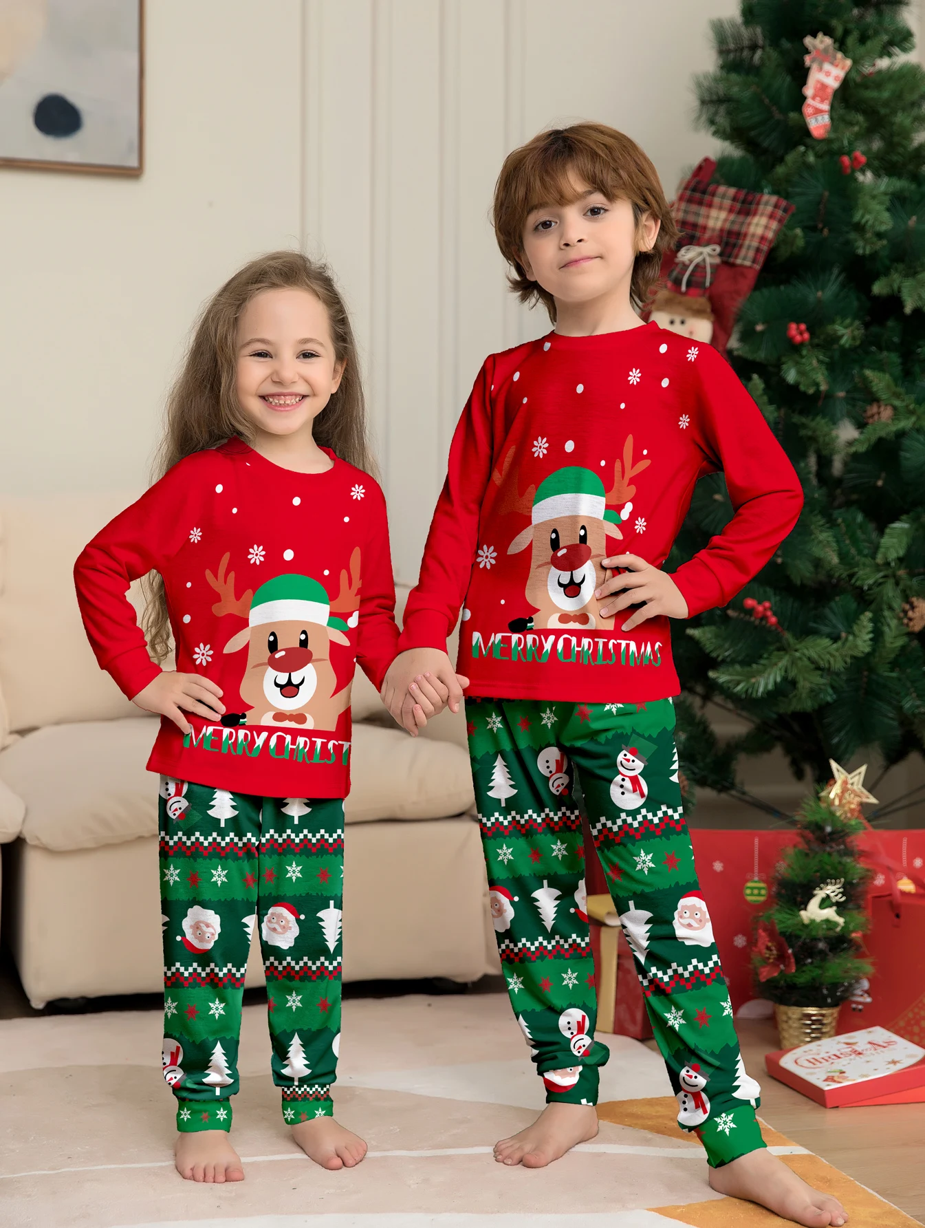 2024 Couples Christmas Family Matching Pajamas Set Mother Kids Clothes Christmas Pajamas For Family Clothing Set