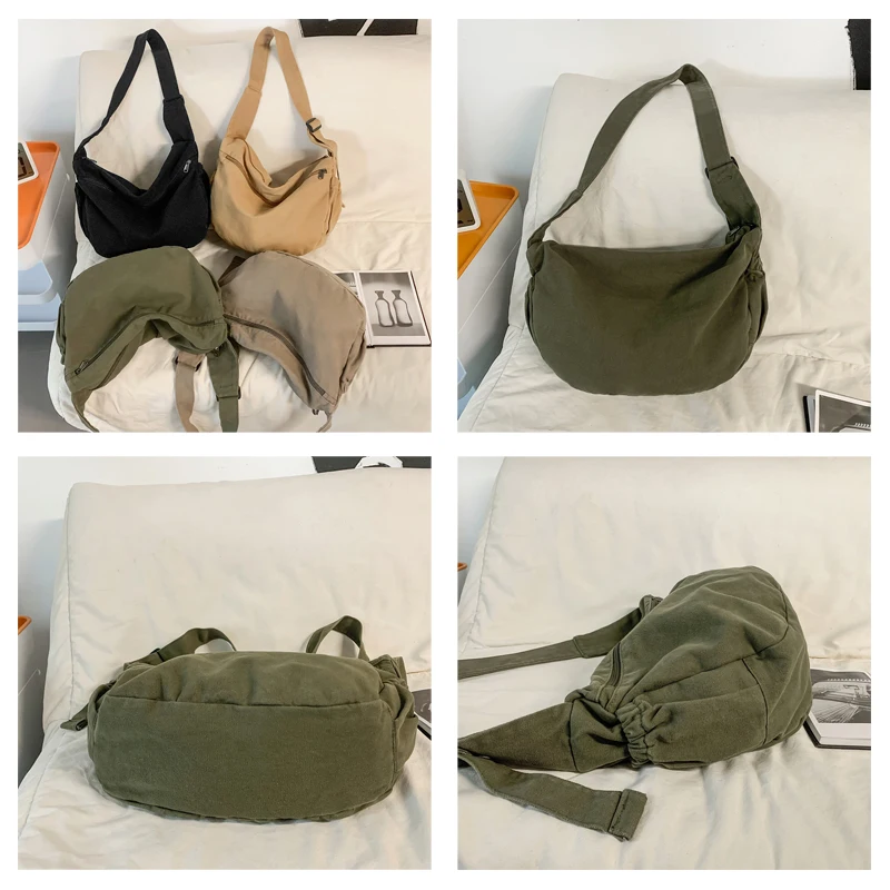 عادي قماش حقيبة نسائية 2025 جديد حقيبة ساعي Y2K الكتف حقيبة كروس حقيبة صديقة للبيئة الكورية المتسوق حقيبة يد للجنسين كيس دائم