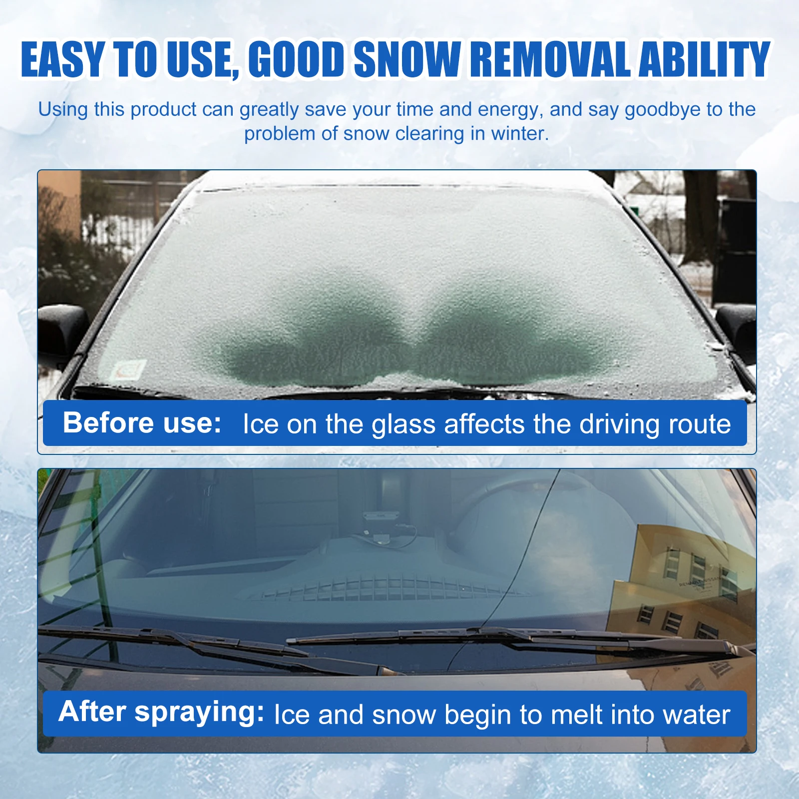 Winter Spray for Car Anti-Ice Snow Shield Prevents Freezing on Windshield Long Lasting Deicer Spray with Resin Coating 100ml