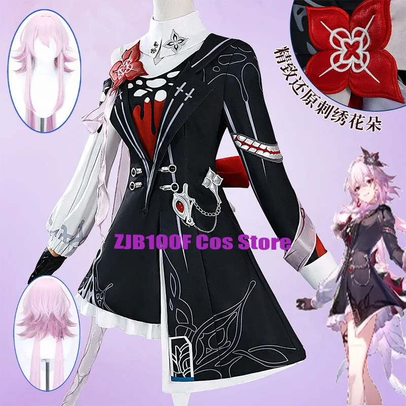

Game Evernight Cosplay Costume Wig Honkai Star Rail Black Suits Dress Headwear Props For Women Amphoreus March 7th Party