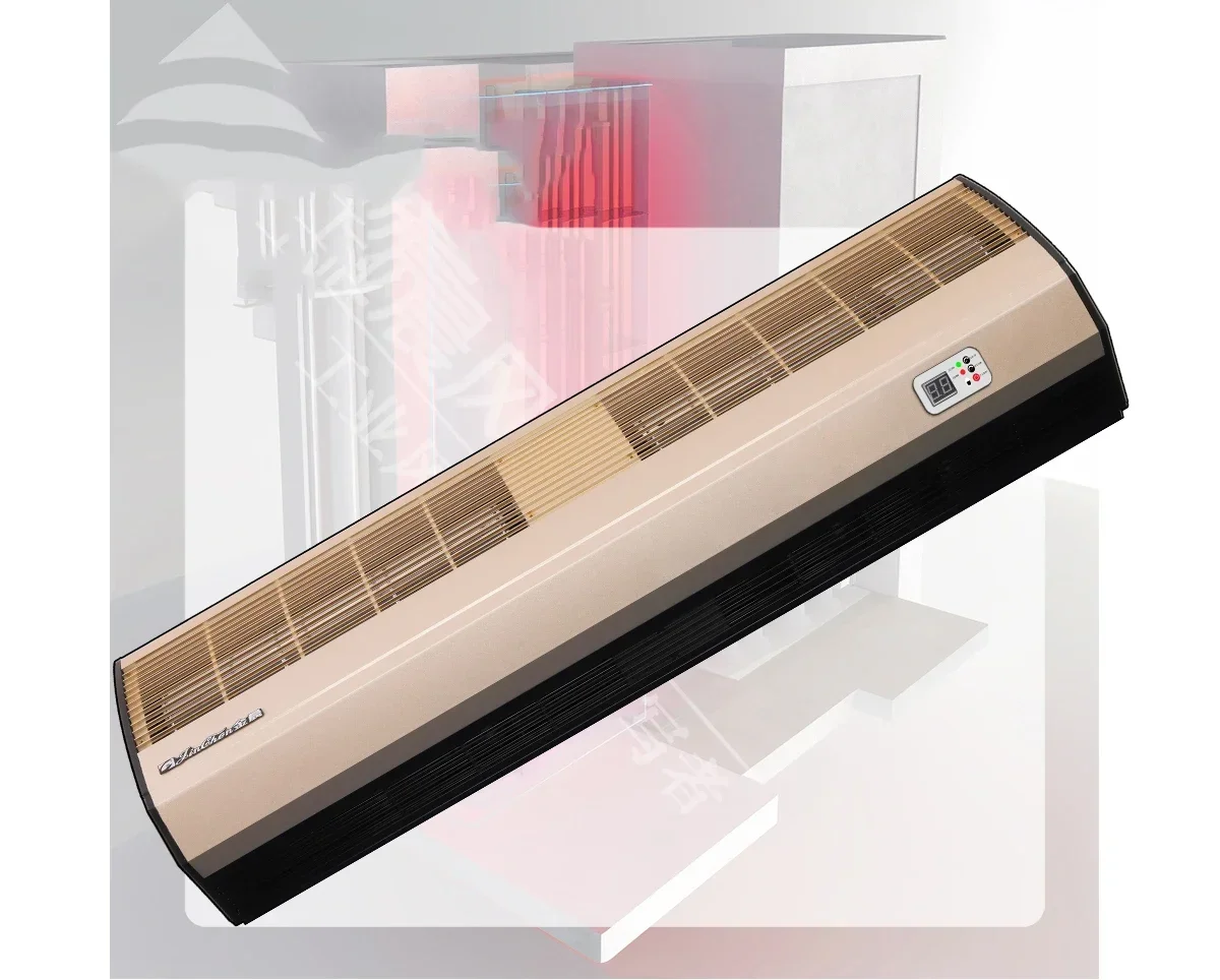 

Машина для производства воздушных шторВысококачественное производство алюминиевого сплава 380 В, высокий объем воздуха и малошумная электрическая занавеска горячего воздуха