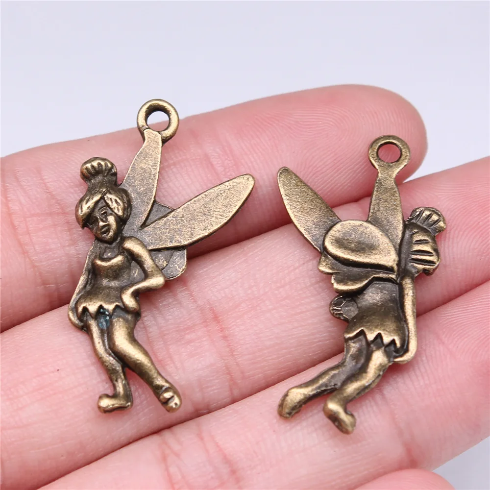 WYSIWYG 5pcs 37x20mm Antique Bronze Color Angel Charms Pendant For DIY Jewelry Making Handmade Jewelry Craft Findings