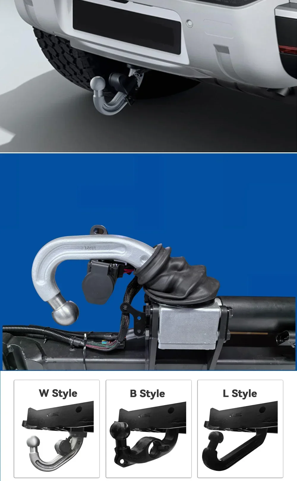 Gancho de reboque elétrico automático para Land Rover Defender