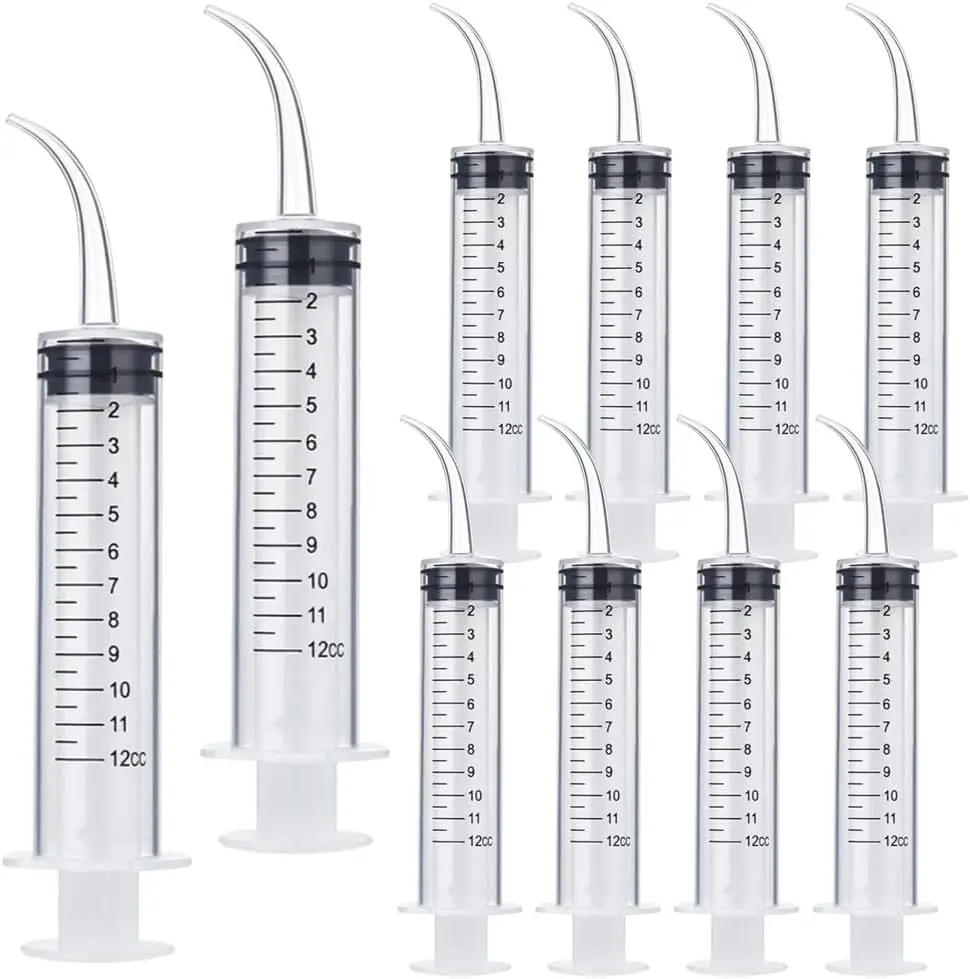 50/20er-Pack Weisheitszahn-Spritzen mit Messskala und Gebogener Spitze, Dentale Spülspritzen für Mundpflege und Entfernung von Mandelsteinen – Detail 1