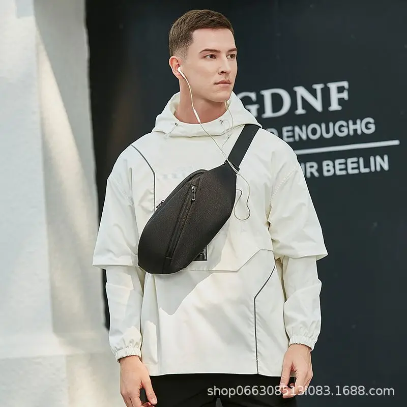 EURCOOL-Bolso de pecho impermeable para hombre, riñoneras a la moda para viajes al aire libre, trabajo, mensajero grande