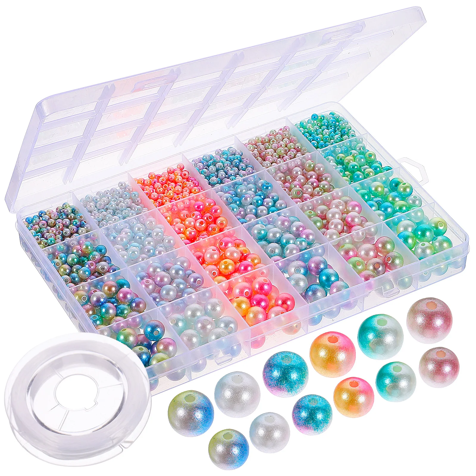 

1890 Pcs Beads For Crafts With Holes DIY Set 24 Colors Simulation Beads Craft Kits Faux Pearls Necklace Making Jewelry