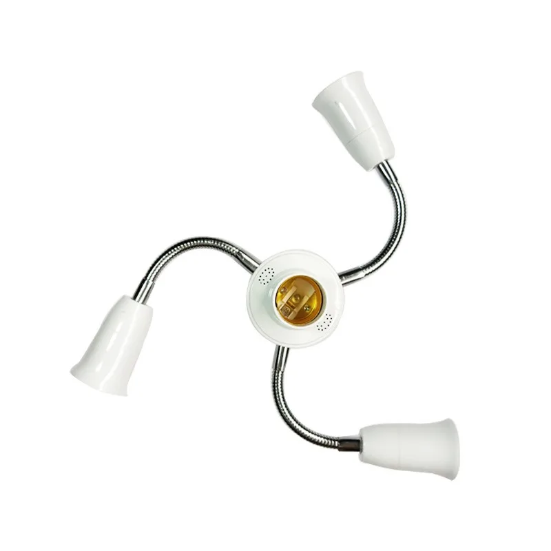 White E27 Base Light Socket Splitter Gooseneck LED Bulbs Holder Converter with Extension Hose 3 4 5 6 Way Adapter