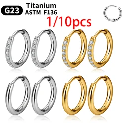 1/10PCS G23 Titanium Hoop Earring Nose Ring for Women CZ Hinged Segment Round Ear Tragus Cartilage Helix Daith Piercing Jewelry