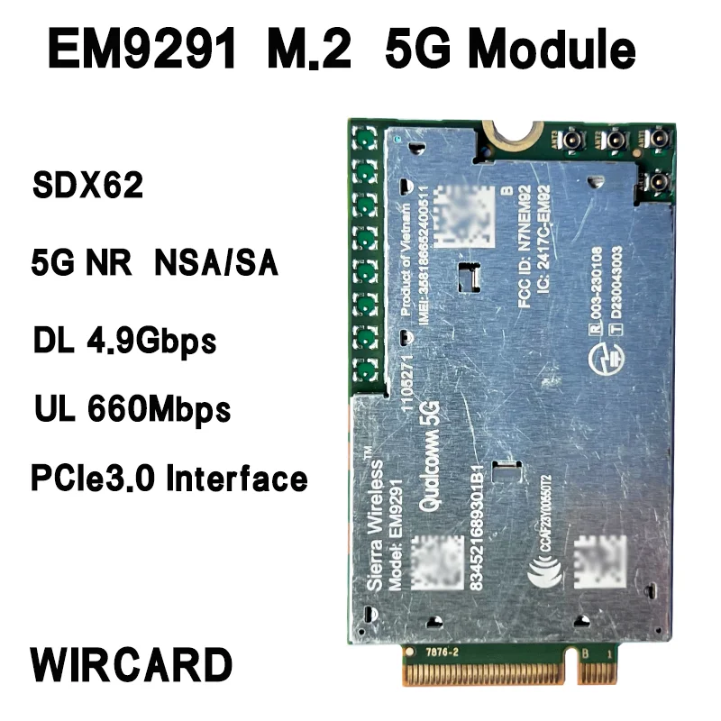 EM9291 5G NR Sub‑6 GHz M.2 Module SA NSA LTE Cat20 IoT Cellular Modem With GNSS Compatible With EM9191 For Industrial IoT Devic