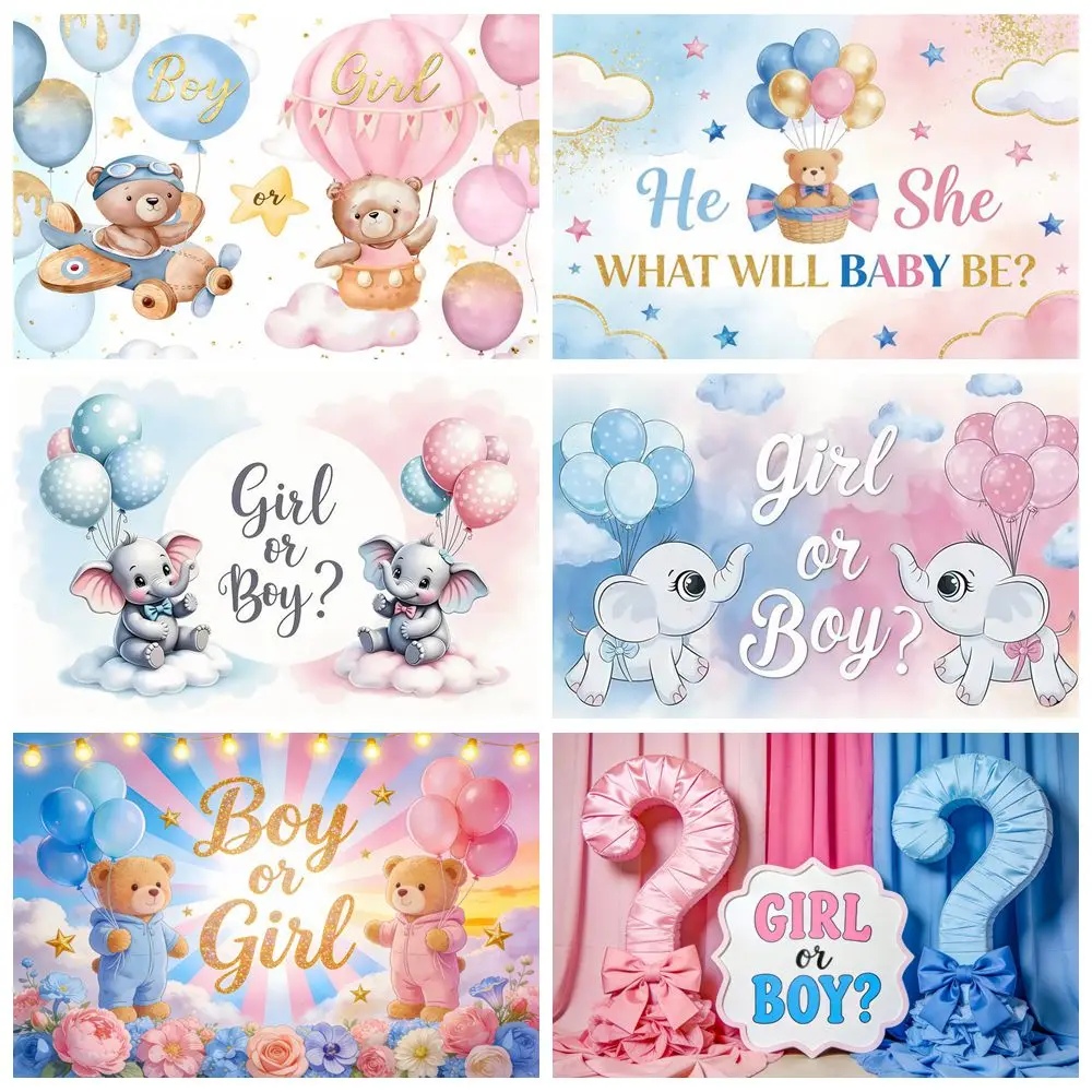 Gender Reveal Party Decor Backdrop He or She Boy Or Girl Banner Pregnant Baby Shower Photography Background Photo Studio Props