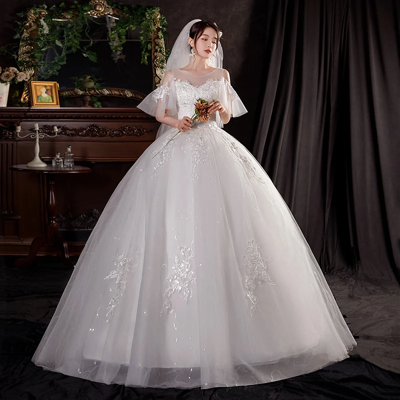 Customized Wedding Dress Bride Ball Gowns Plus Size Lace Up Dresses Embroidery Vestidos De Novia