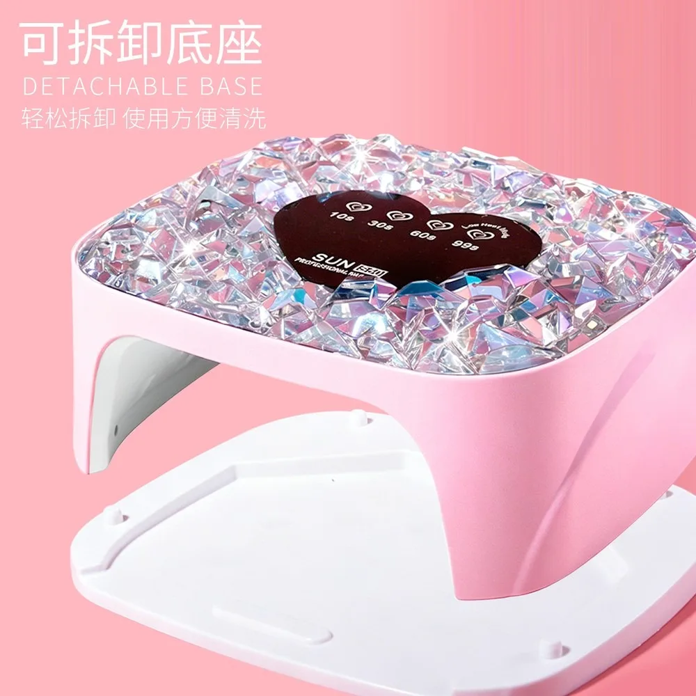 72W High-Power Quick-Dry Nail Lamp Dual Light Source Long Battery Life UV LED Nail Dryer for Gel Polish