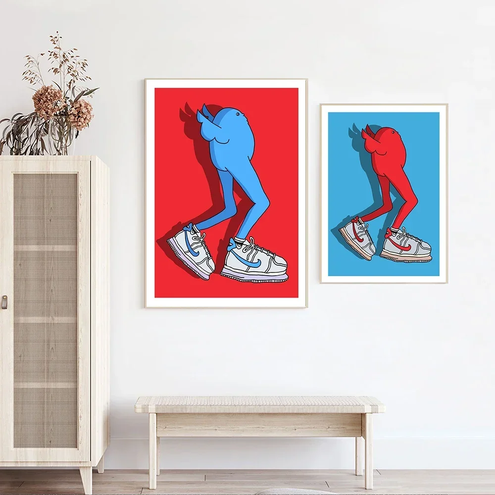 Sneakers Abstract Dont Look At Me Wall Art Canvas Painting Cartoon Poster and Print Funny Pictures Kids Bed Room Home Decor