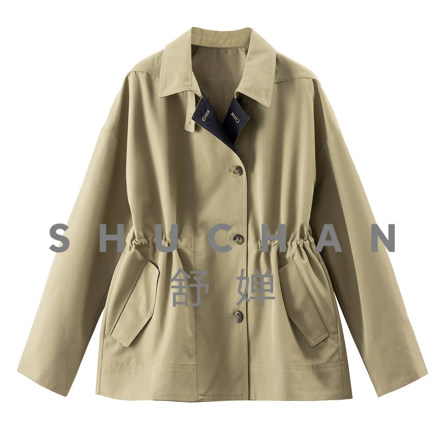 

Британский ретро-тренч свободного кроя с завязками на талии, короткое пальто для женщин 06M5, Casacos Femininos Inverno 2026